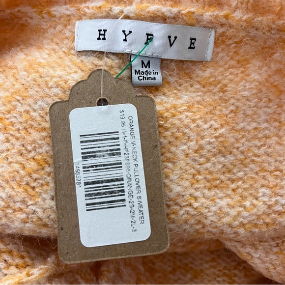 Hyfve Oversized V-Neck Sweater Textured Knit Pullover Orange M - Picture 4 of 6